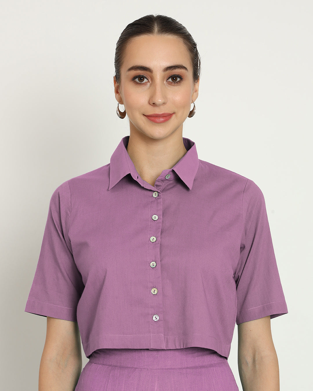 Iris Pink Cropped Shirt Blouse