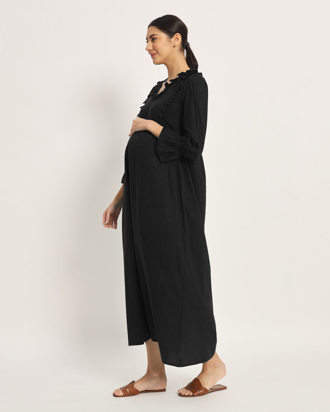 Classic Black Functional Flow Maternity & Nursing Dress