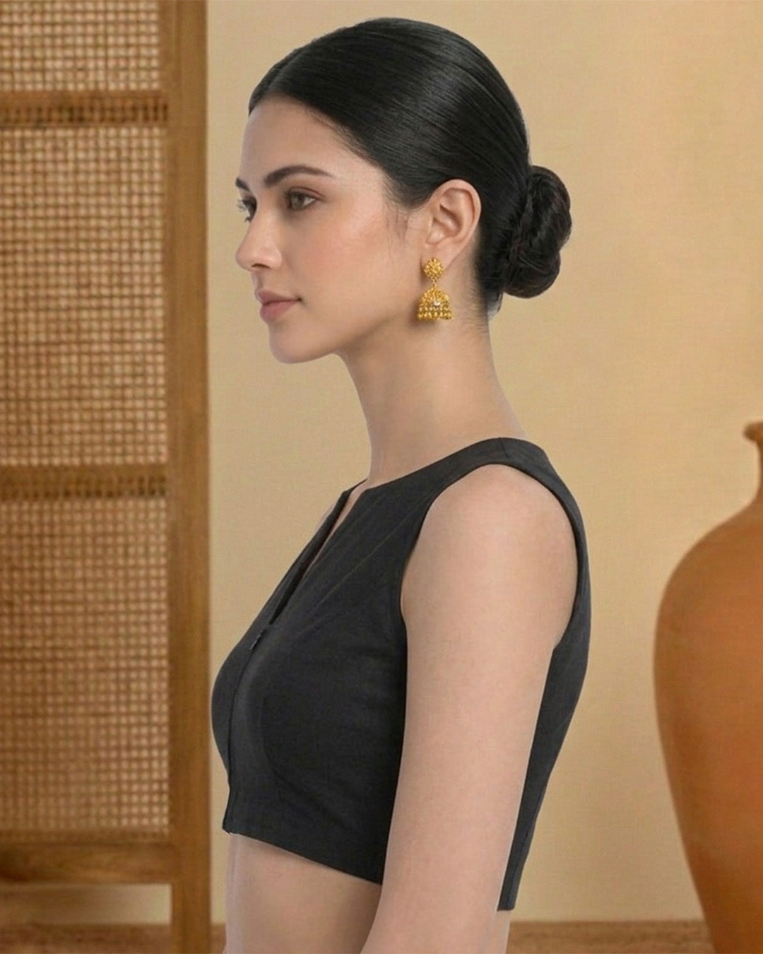 Black Rayon Modern Grace Blouse