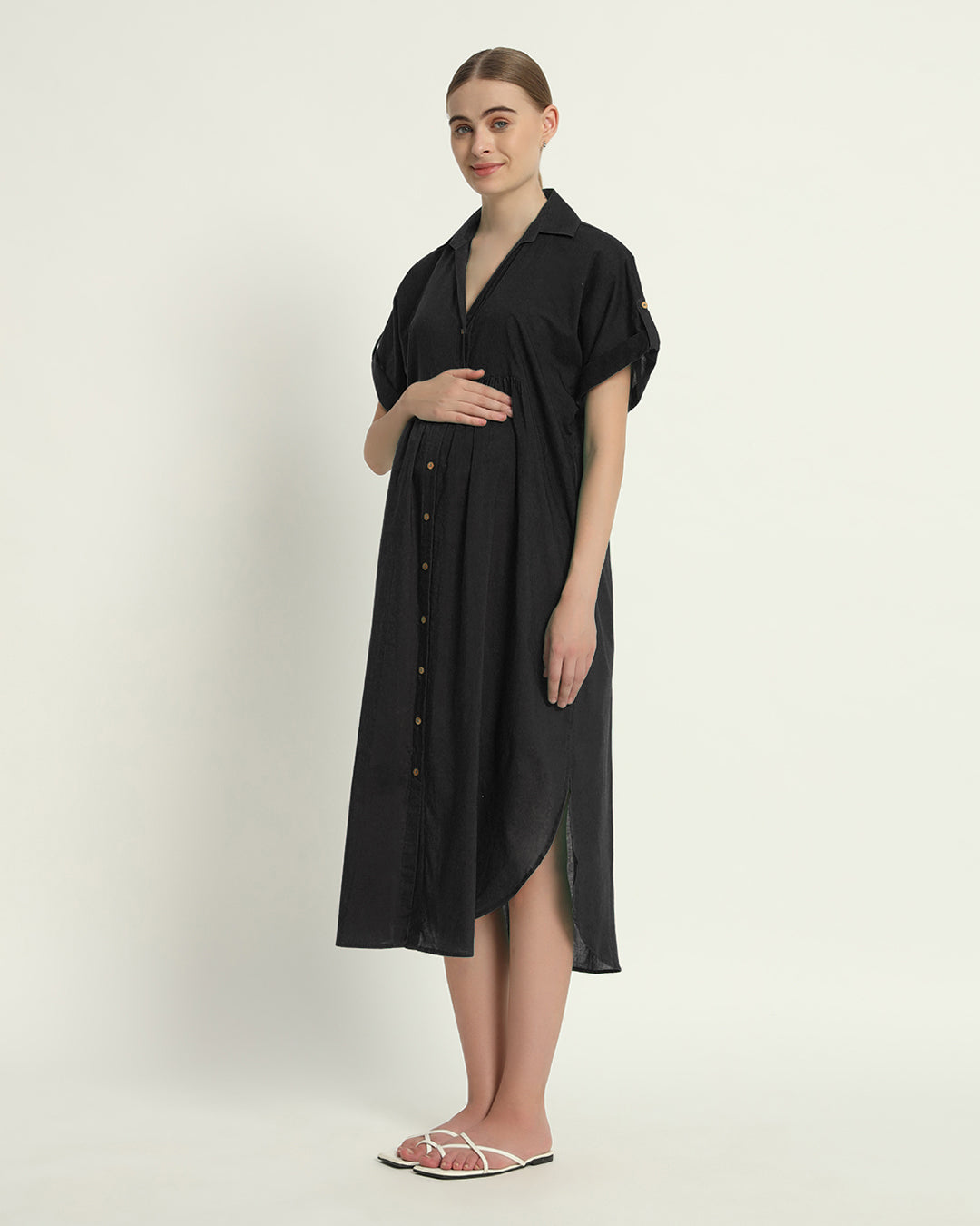 Black Sweet Embrace Maternity & Nursing Dress