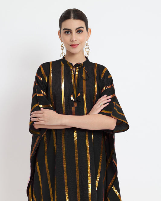 Black Band Collar Kaftan Glisten Gala Kurta (without bottoms)