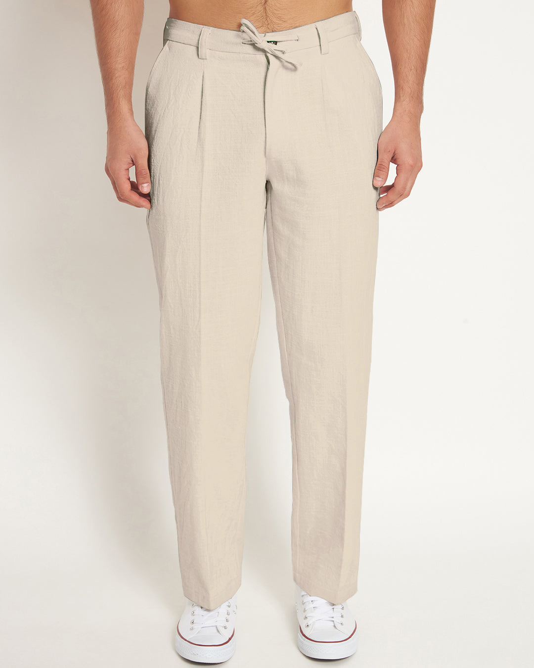 Combo: Casual Ease Beige & White Men's Pants - Set of 2