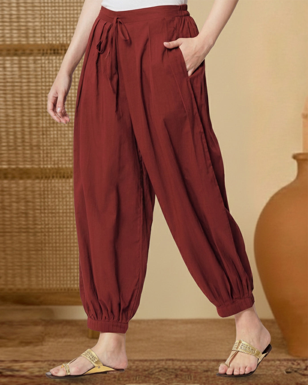 Russet Red Pleated Salwar