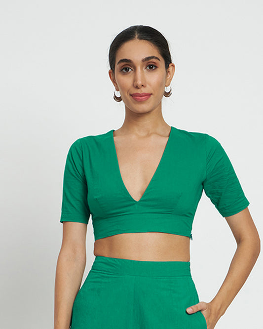 Green Rayon Divine Depth Blouse