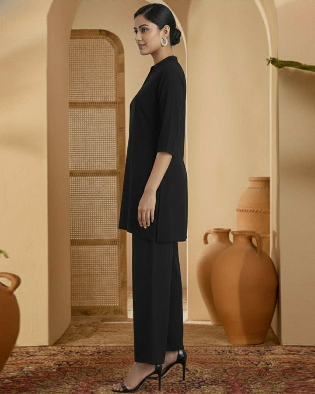 Black Rayon Effortless Glam Co-ord Set