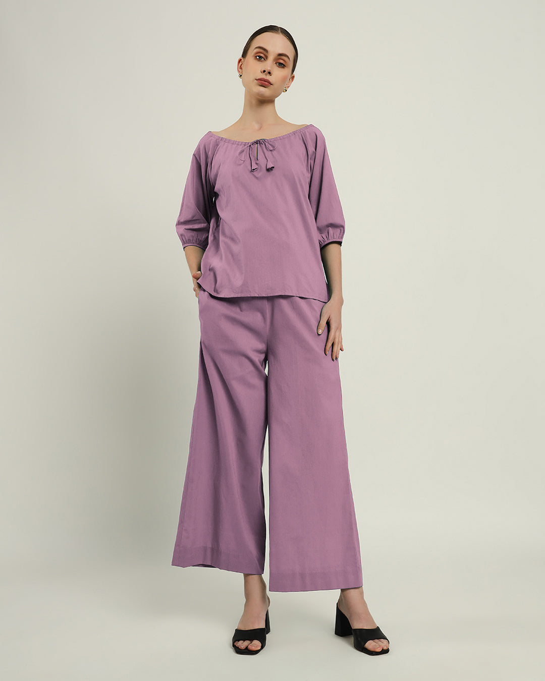 Purple Swirl Effortless BowtNeck Top (Without Bottoms)