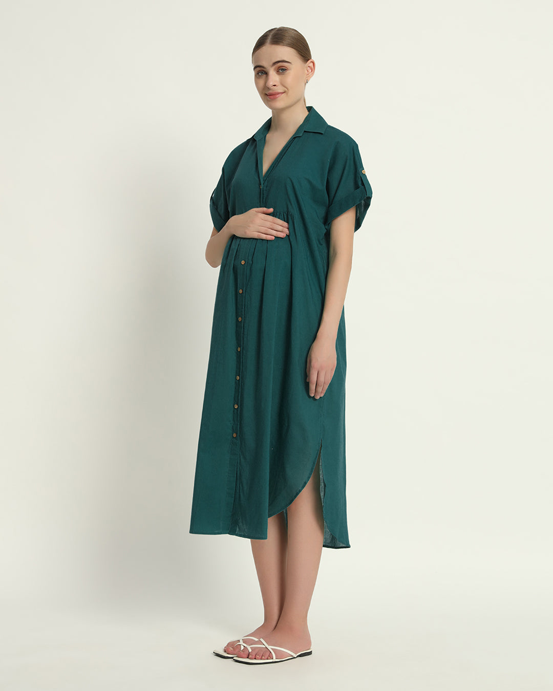 Deep Teal Sweet Embrace Maternity & Nursing Dress