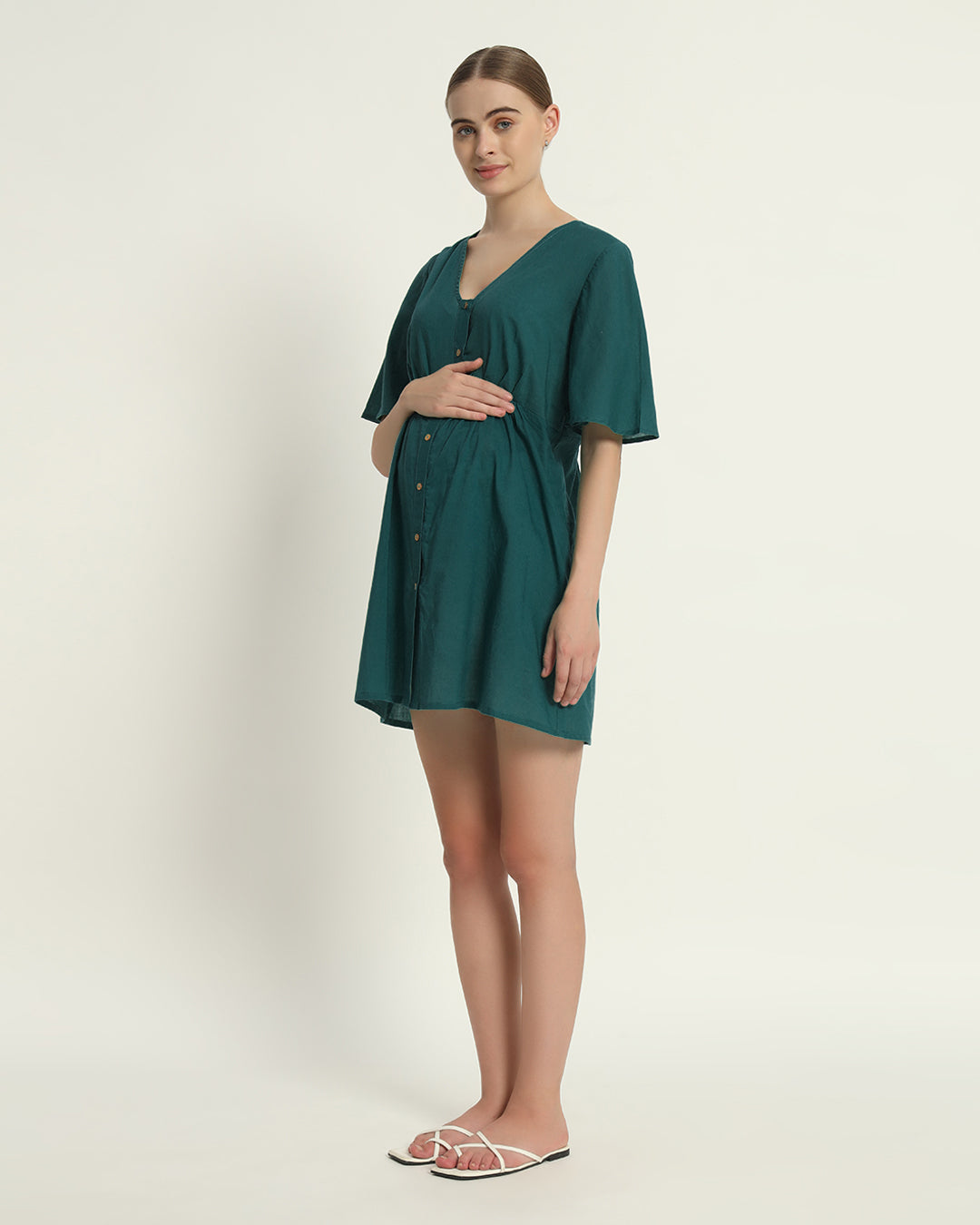 Deep Teal Baby Bundle Maternity & Nursing Dress