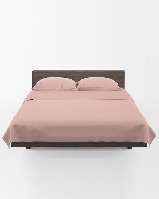 Thevasa Luxury Soft Cotton Feel Solid Bedsheet Super King Size, Premium 1 Flat Sheet (108"X108") and 2 Pillow Covers (18"X28"), French Rose Gold Pink, softer than 500 TC