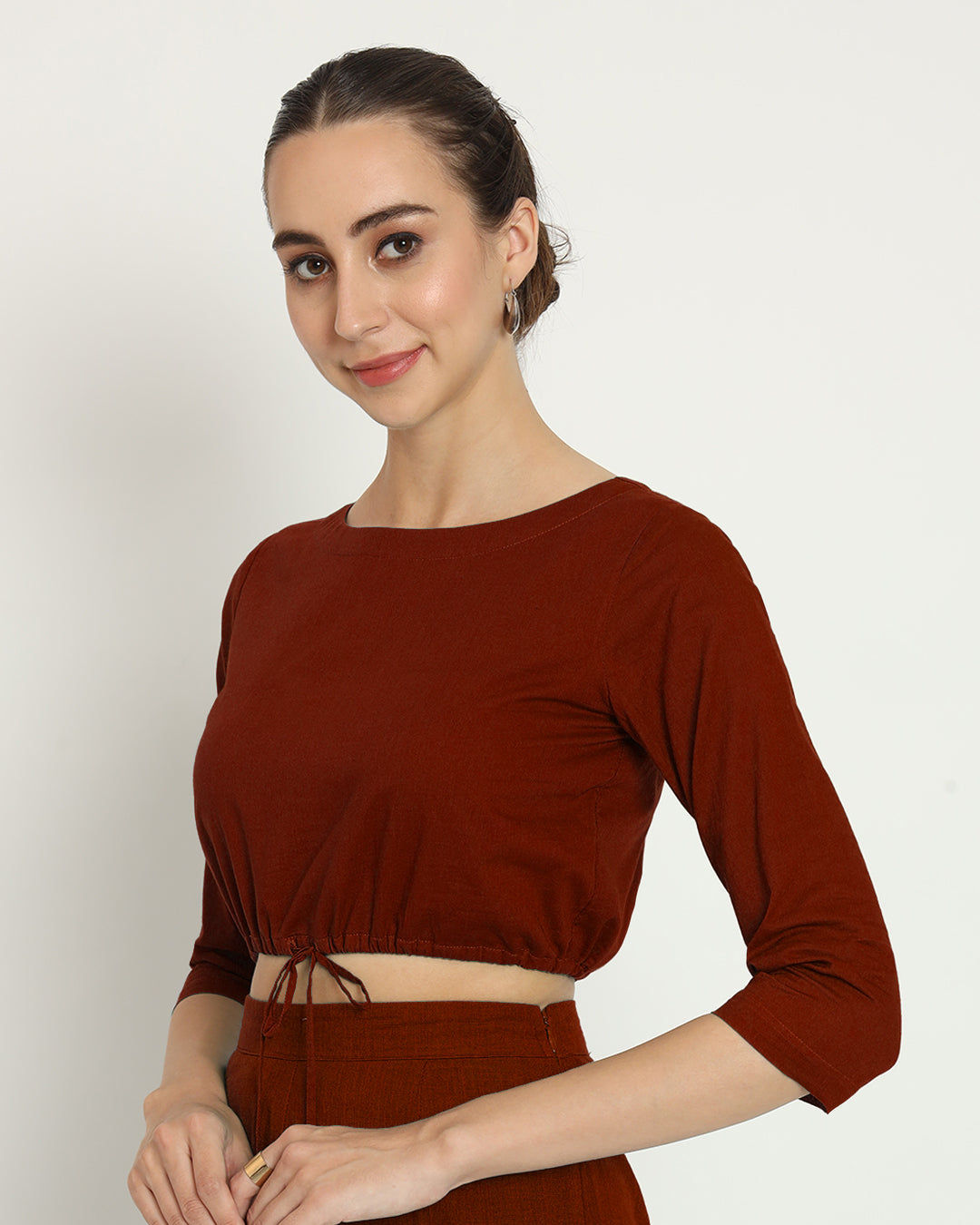 Russet Red Flow & Tie Blouse