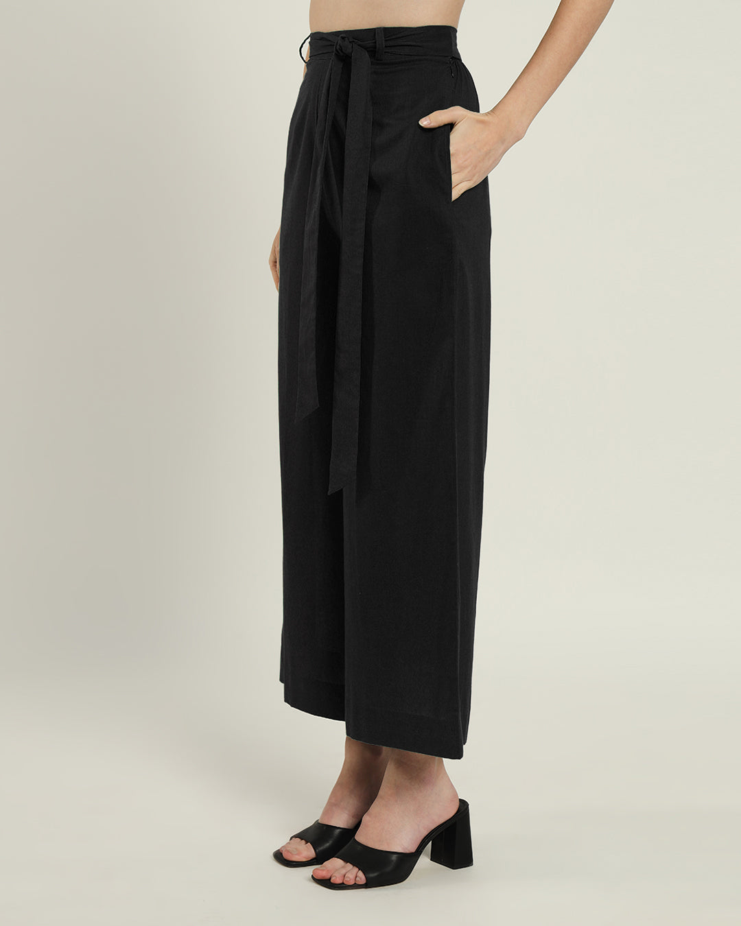 Noir Wide Pull-On Poplin Pants