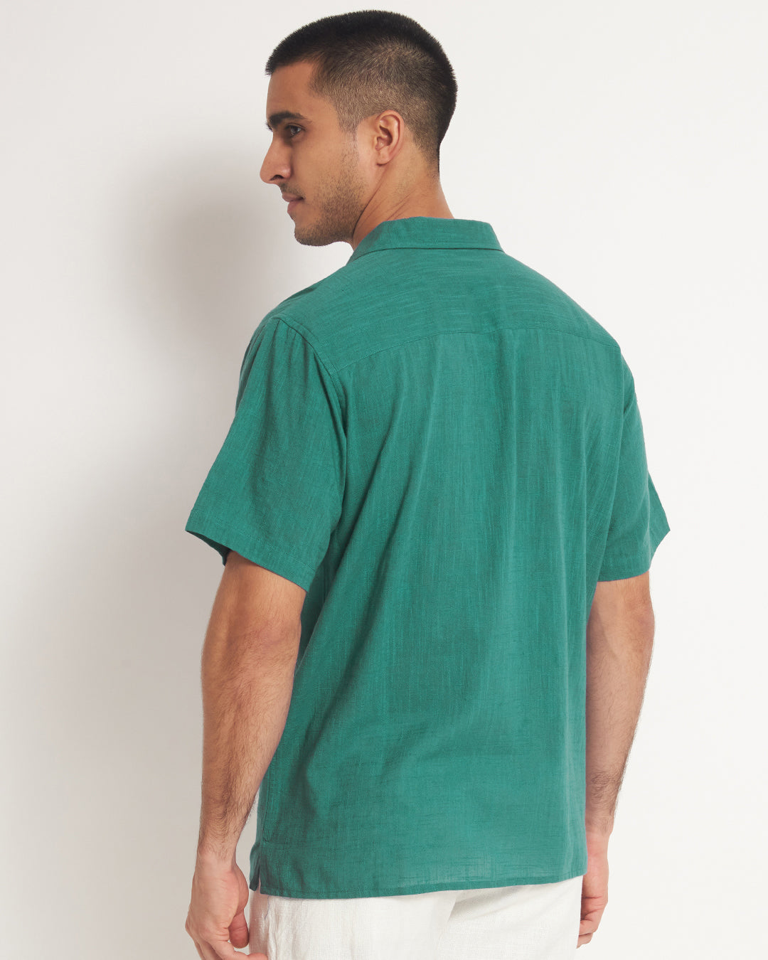 Classic Forest Green Men's Half Sleeves Shirt