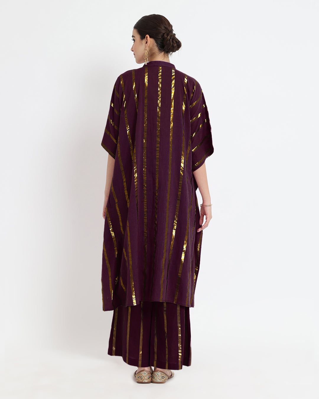 Plum Passion Band Collar Kaftan Glisten Gala Co-ord Set