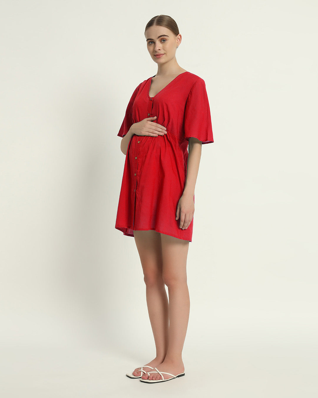 Classic Red Baby Bundle Maternity & Nursing Dress