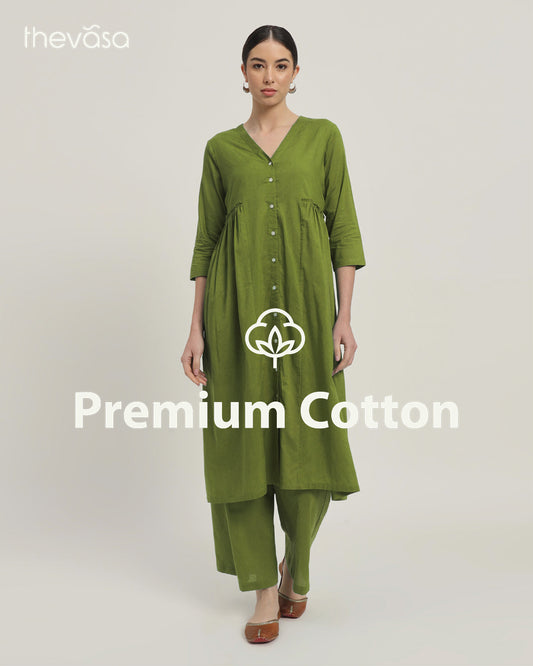 Sage Green Whimsy Affair Buttoned Solid Co-ord Set