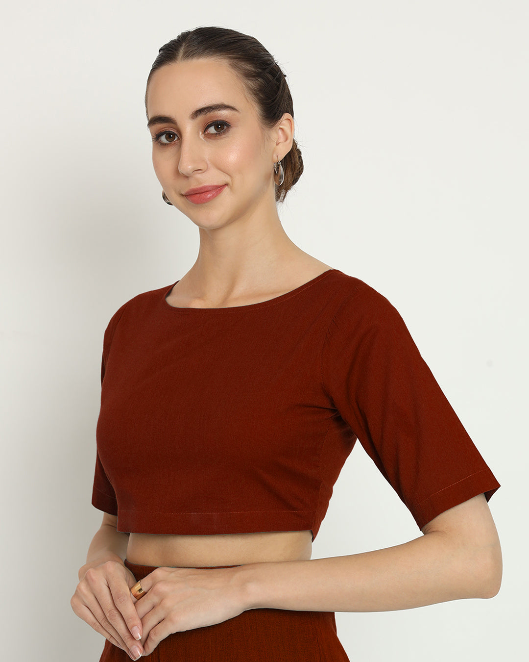 Russet Red Backstory Boat Neck Blouse