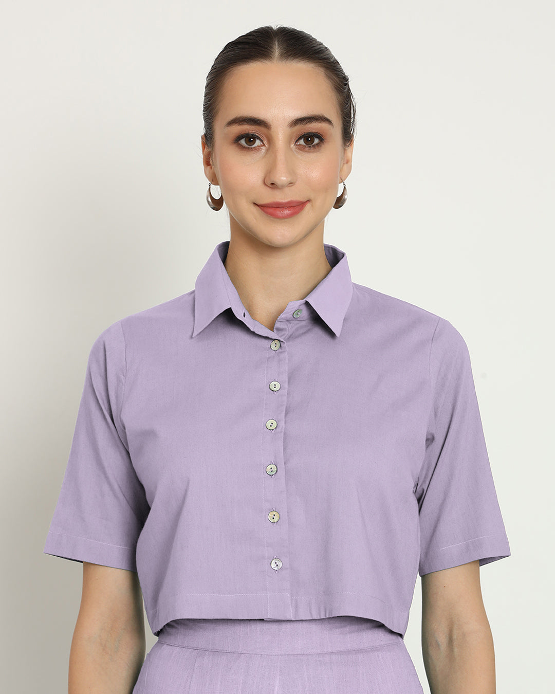 Lilac Cropped Shirt Blouse