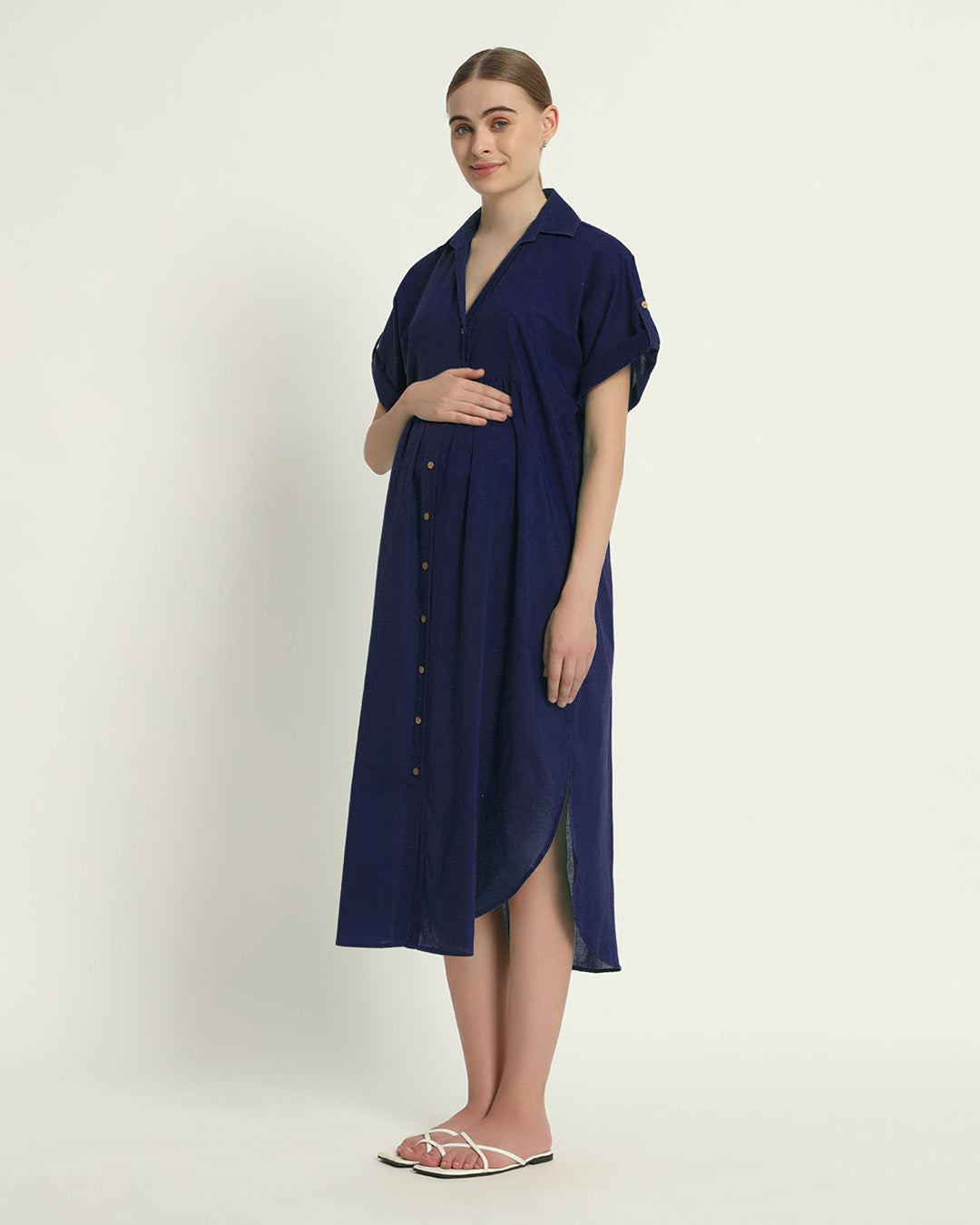 Midnight Blue Sweet Embrace Maternity & Nursing Dress