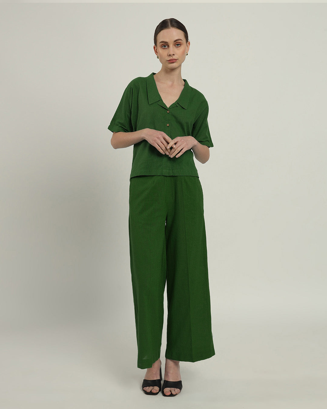 Emerald Feeling Easy Collar Neck Top (Without Bottoms)