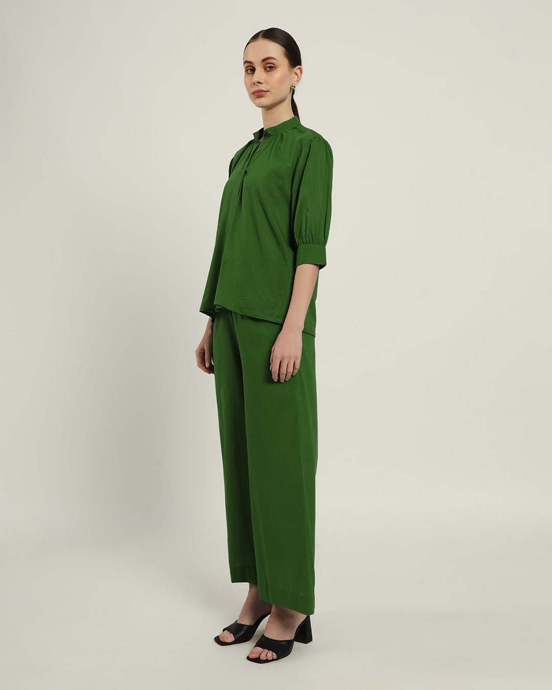 Emerald Relaxed Button Dawn Solid Top (Without Bottoms)