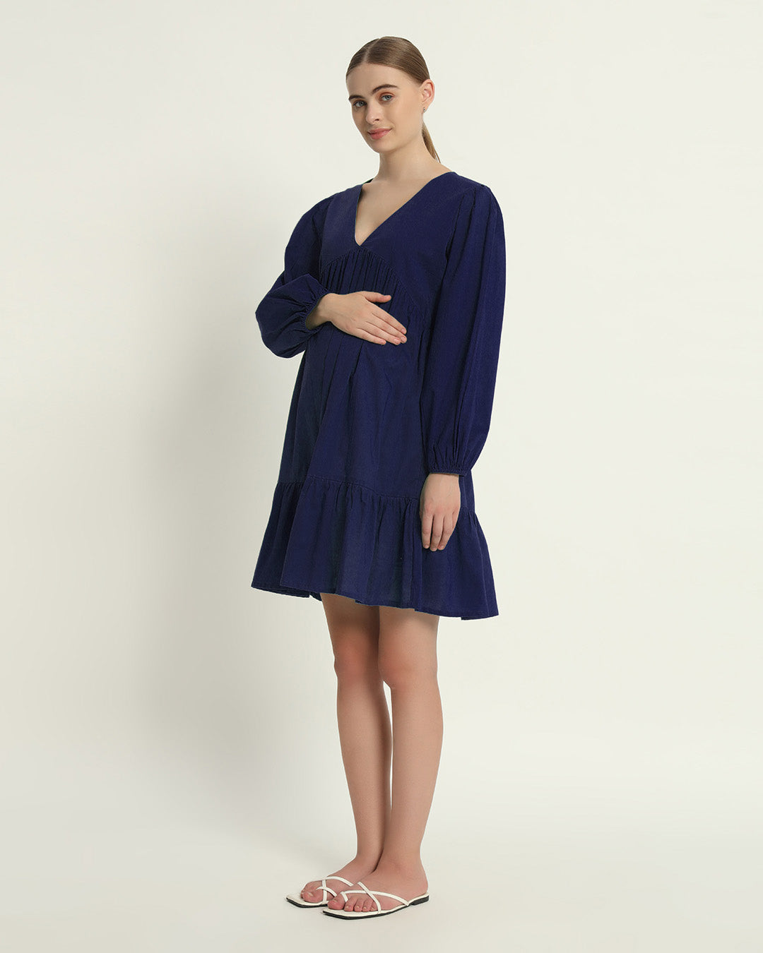 Midnight Blue On Baby Time Maternity & Nursing Dress