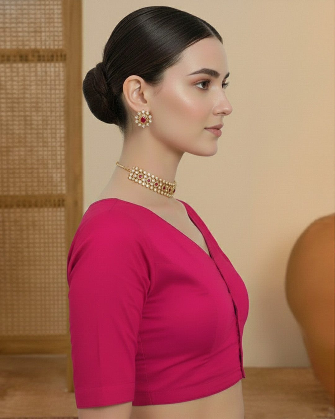 Pink Rayon Opulent V Grace Blouse