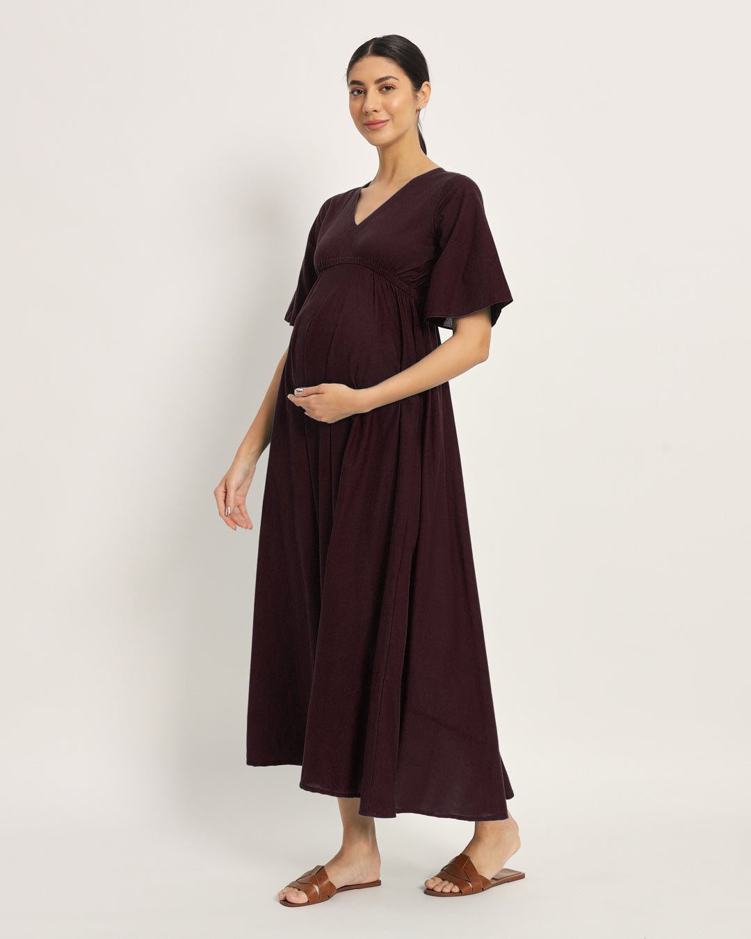 Plum Passion Life Bloom Maternity & Nursing Dress Thevasa
