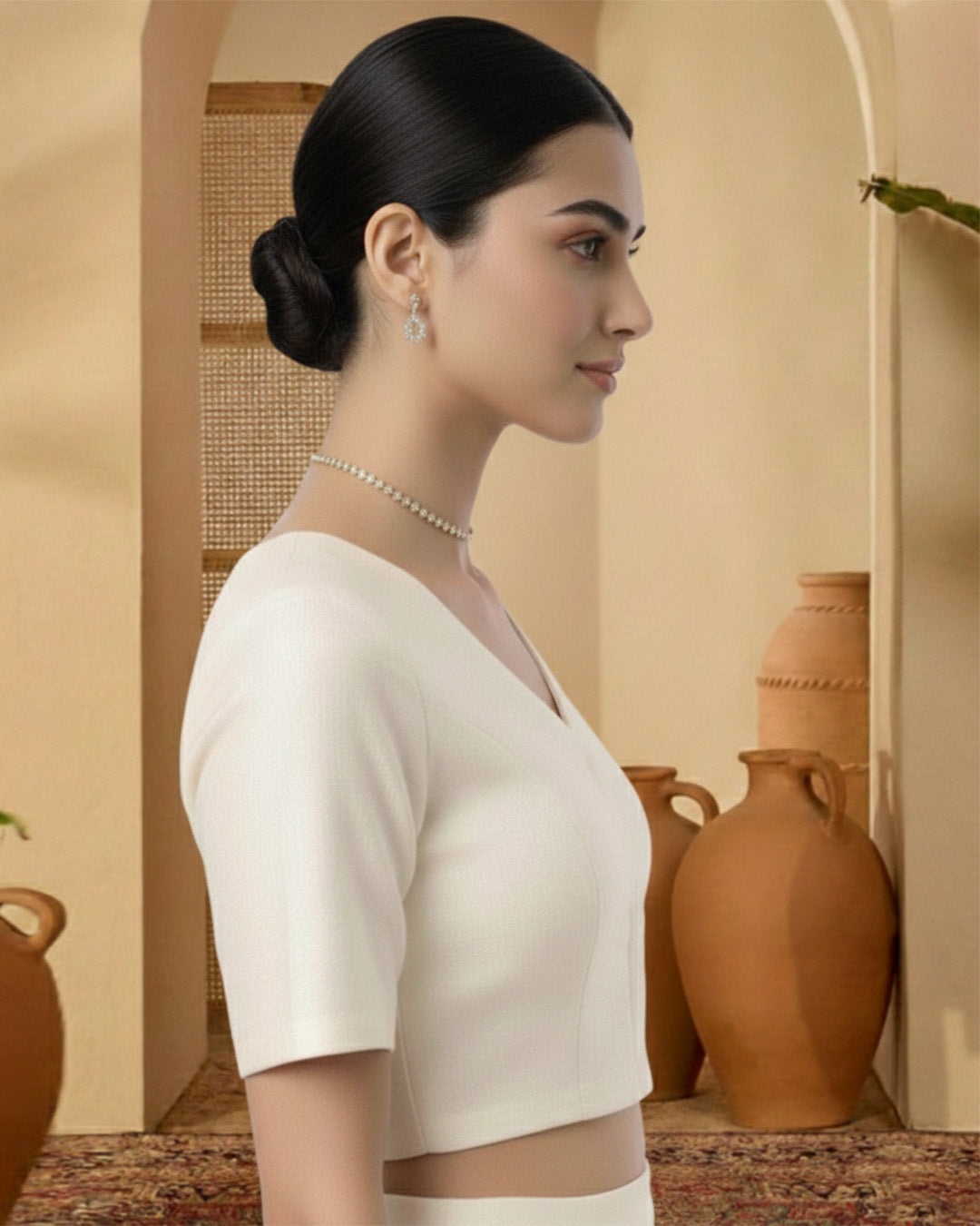 Silk Cream Opulent V Grace Blouse