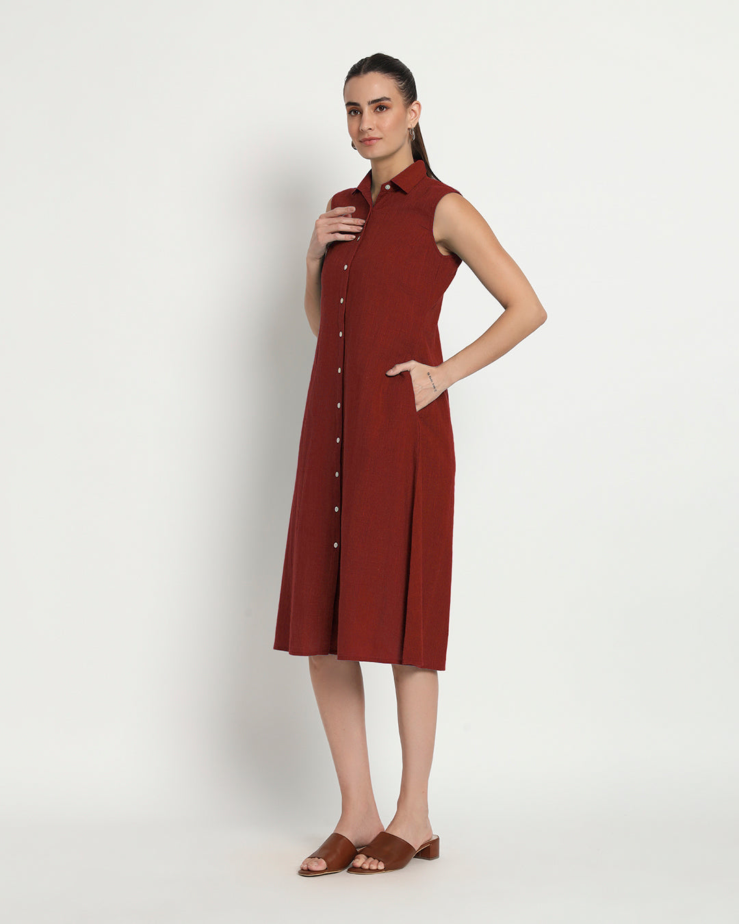 Russet Red Artful A-Line Dress