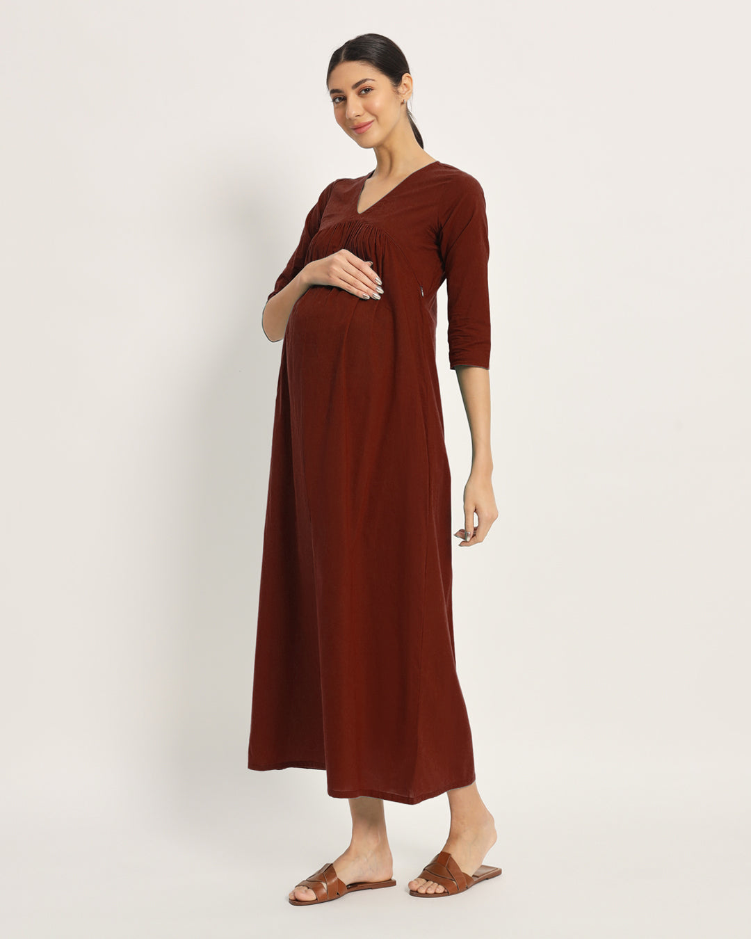 Russet Red Bump Comfort Maternity & Nursing Dress