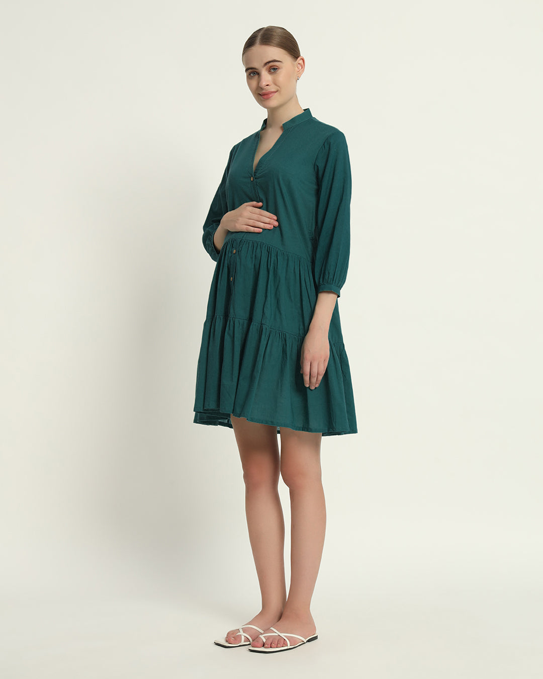 Deep Teal Babymoon Maternity & Nursing Dress