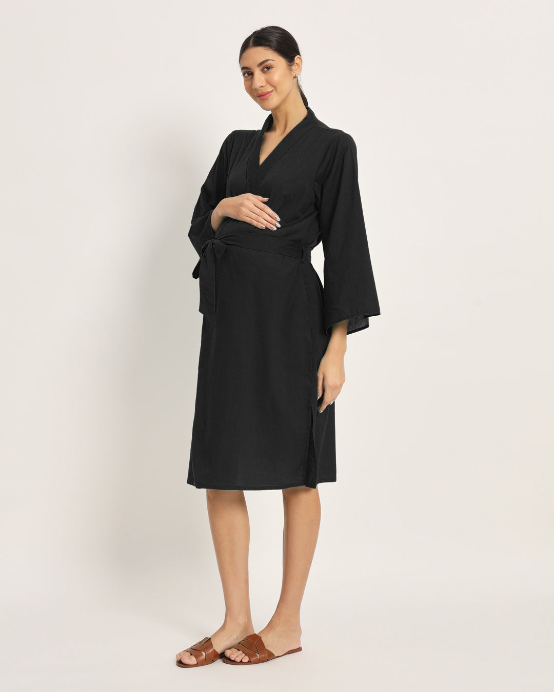 Combo: Black & Russet Red Bump & Beyond Maternity & Nursing Dress - Set of 2