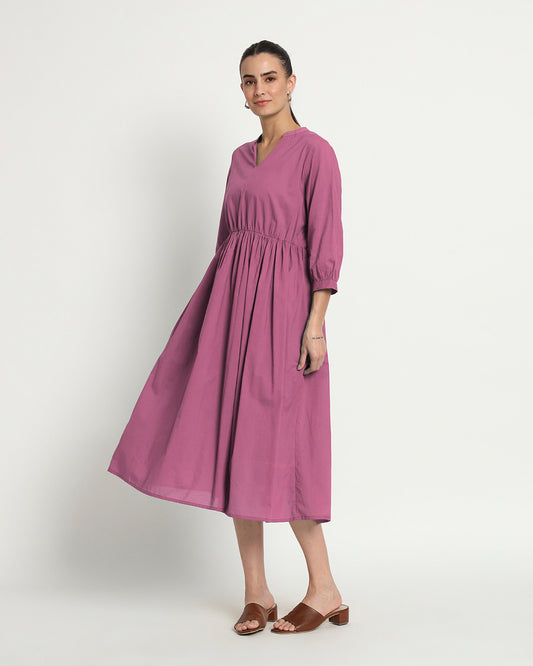 Wings Of Rose Gathered V-Neck Stretch Dress