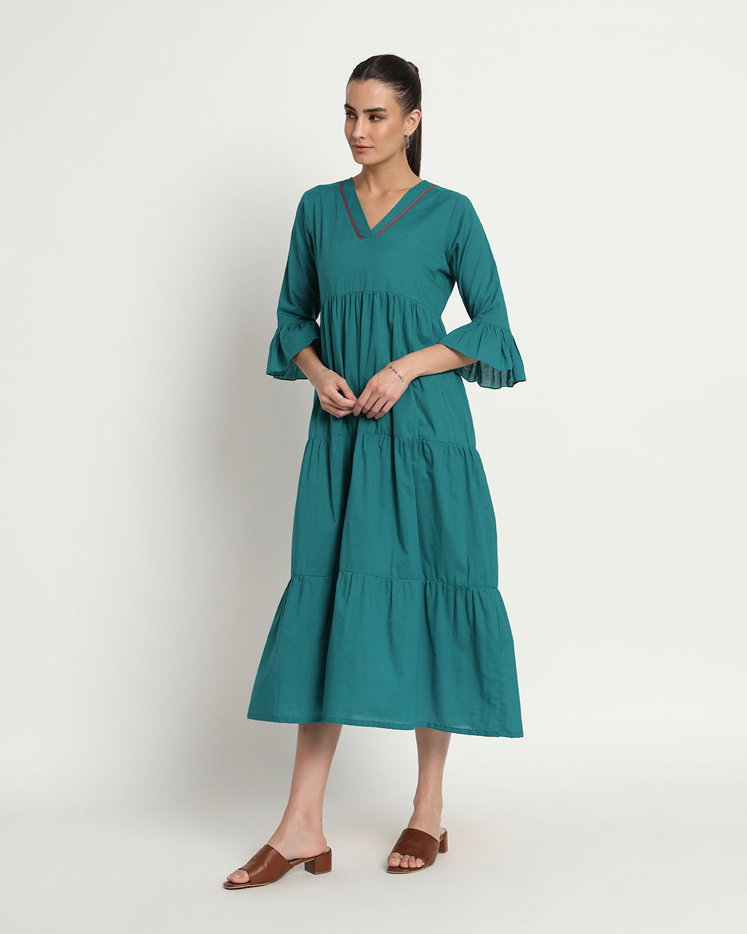 Green Gleam Flounce & Flow Maxi Dress
