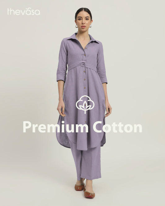 Lilac Bellisimo Belted Solid  Co-ord Set