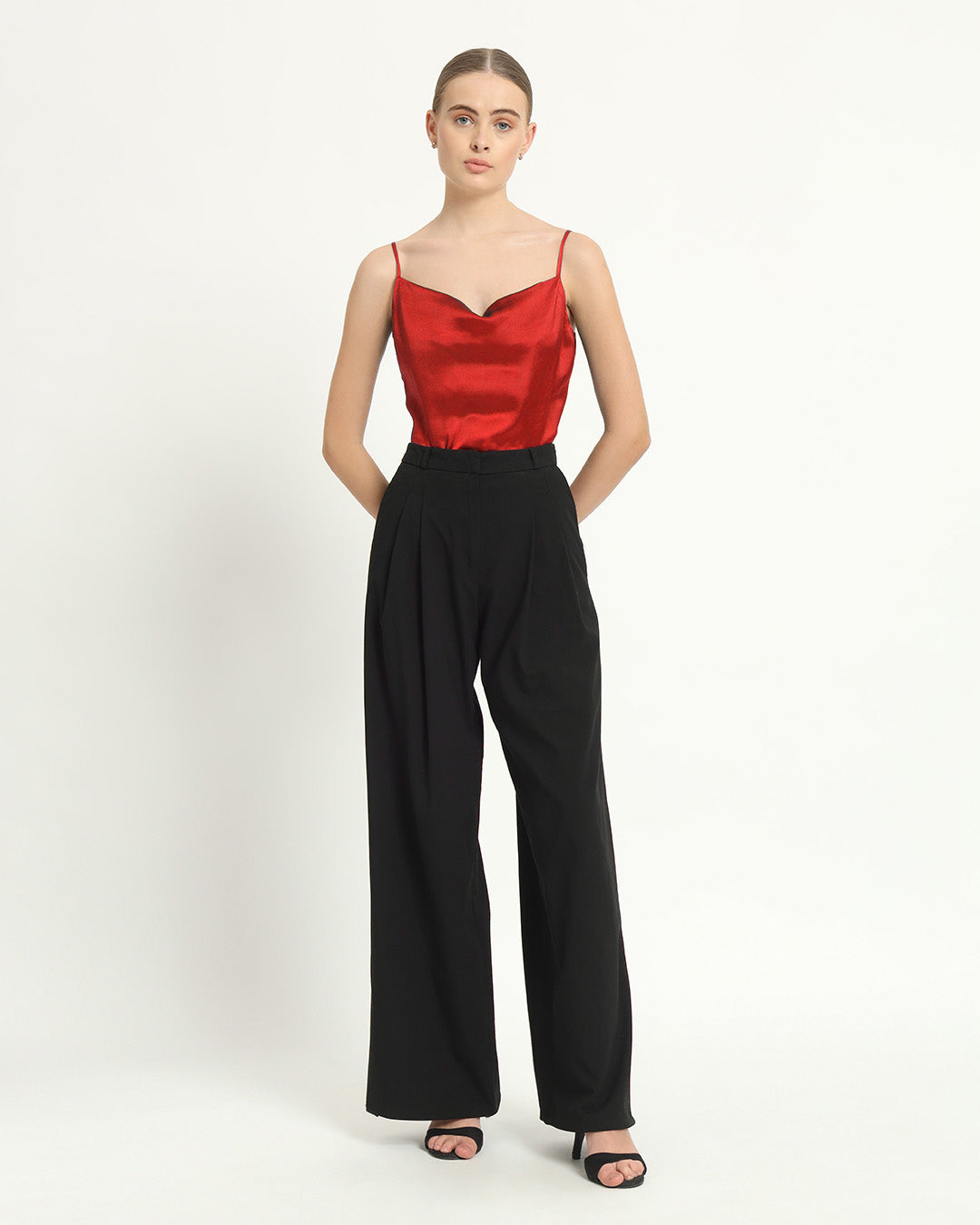 Satin Cowled Scarlet Red Camisole