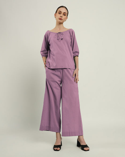 Purple Swirl Effortless BowtNeck Co-ord Set