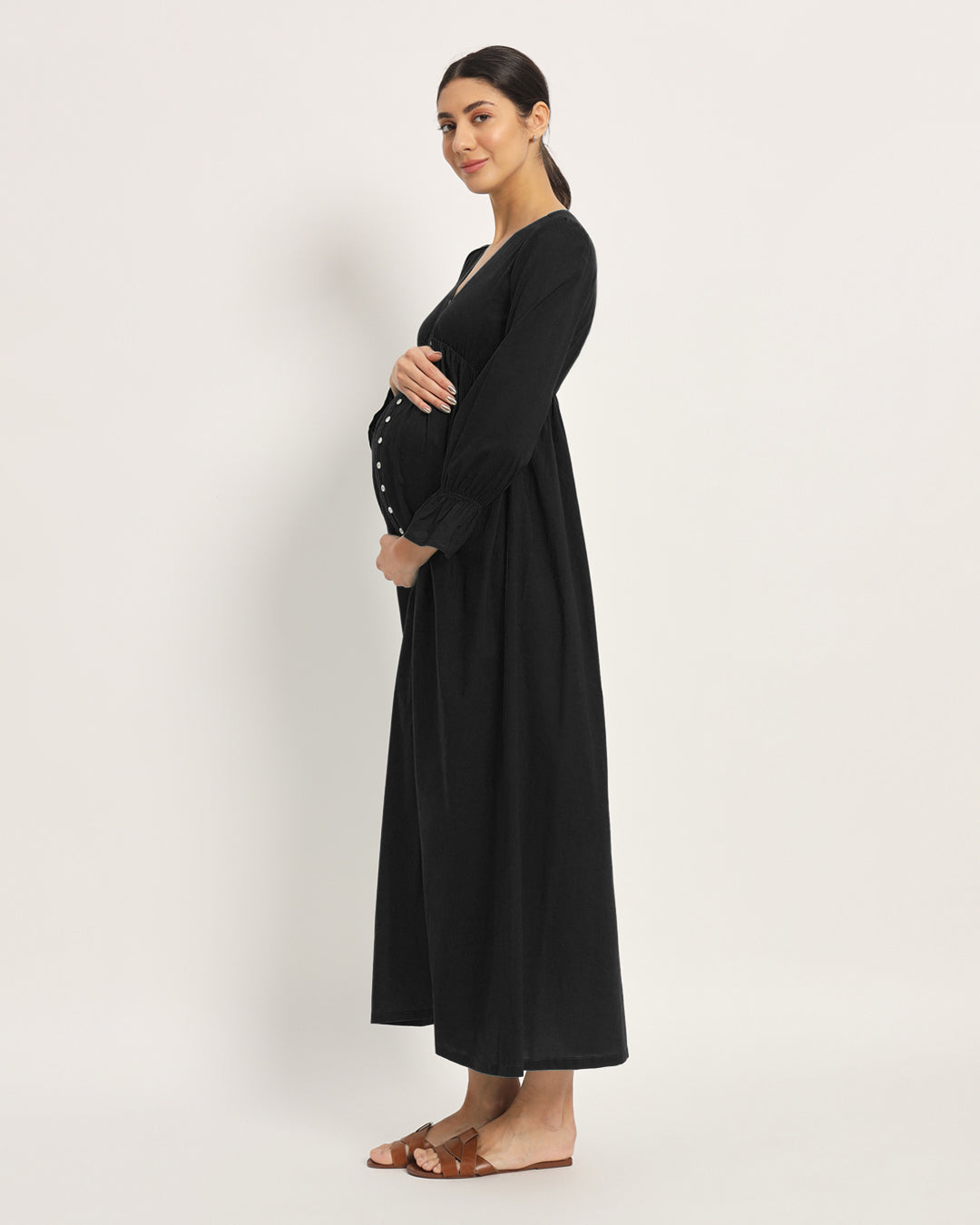 Combo: Black & Sage Green Glowing Bellies Maternity & Nursing Dress