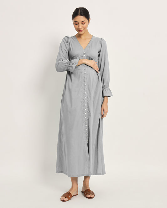 Iced Grey Glowing Bellies Maternity & Nursing Dress