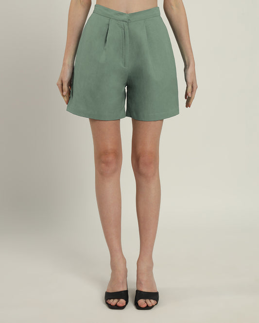 Mint High-Waisted Pleated Shorts