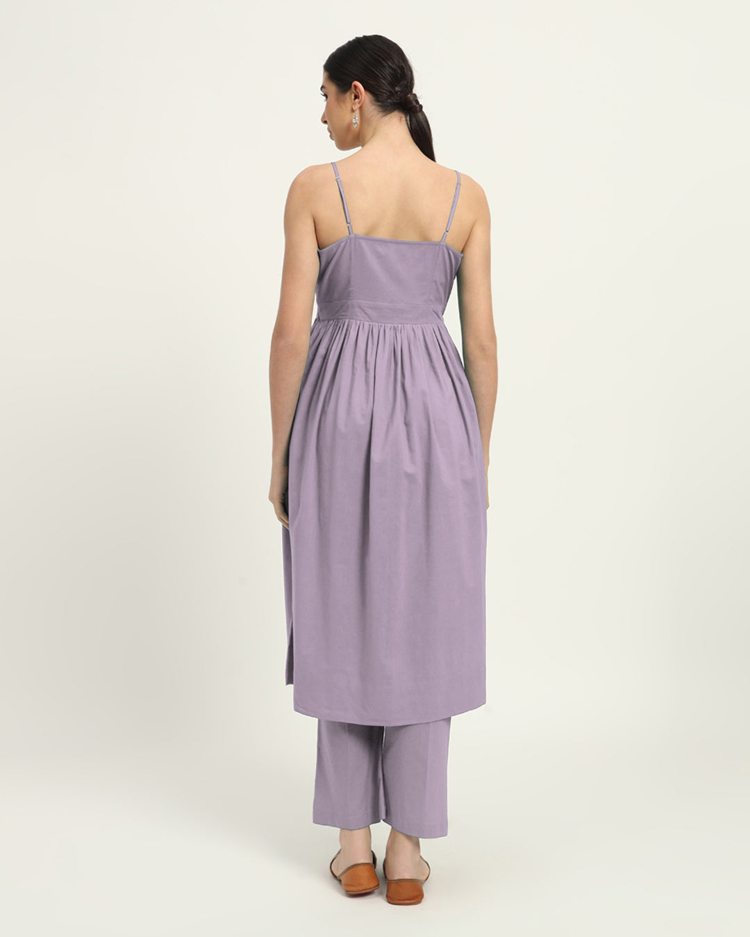 Lilac Vogue Spaghetti Gathered Solid Co-ord Set