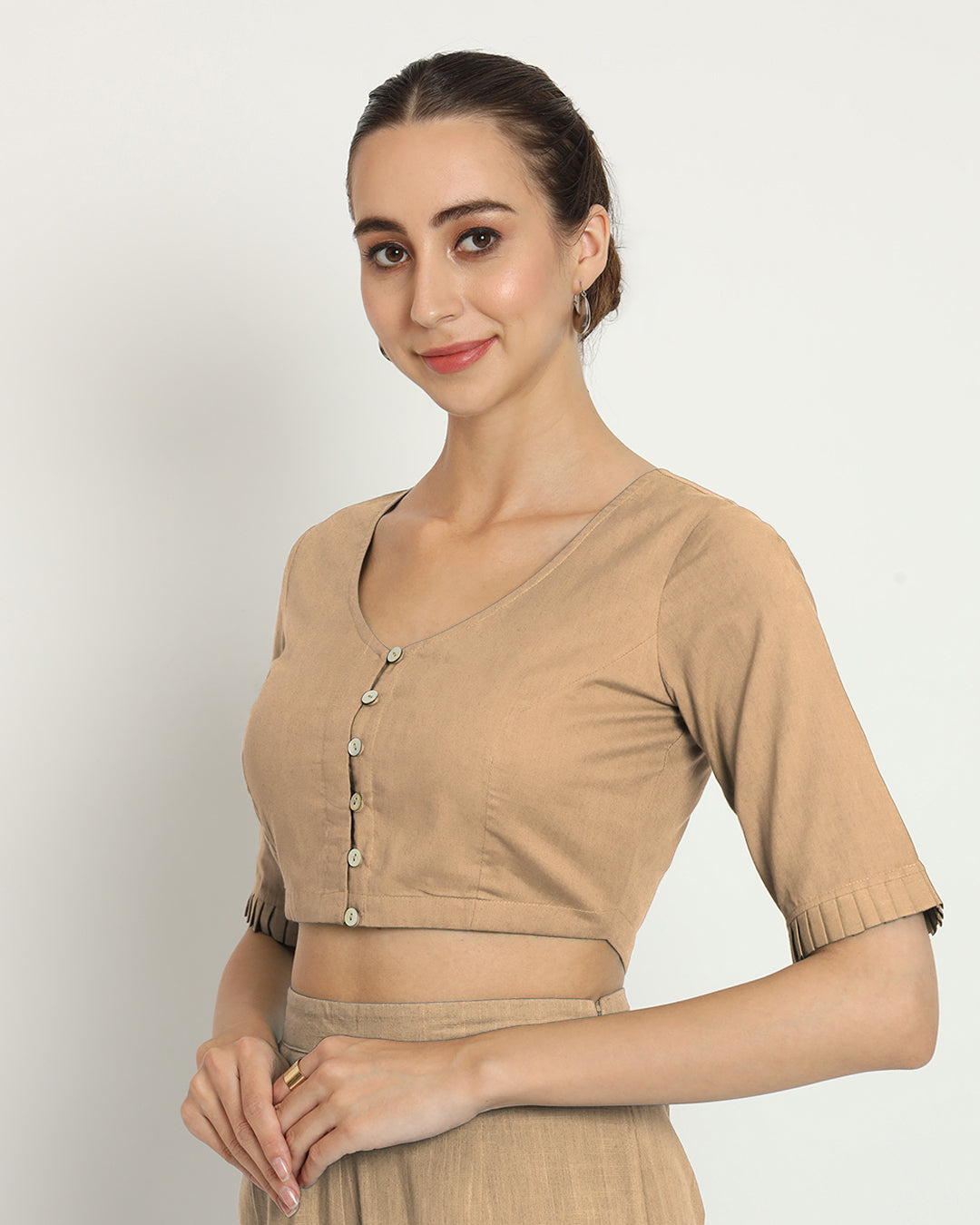 Day In Beige Sensuous Slope Neck Blouse