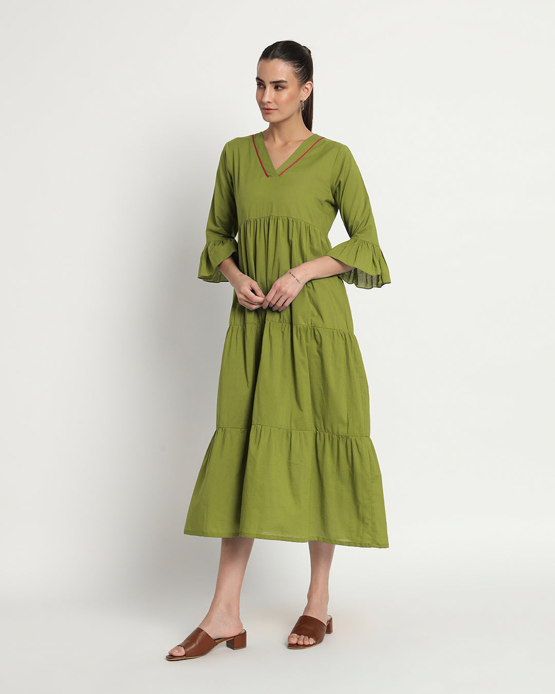 Sage Green Flounce & Flow Maxi Dress