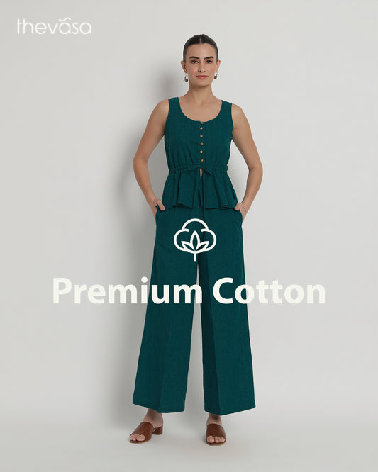 Deep Teal Peplum Paradise Solid Co-ord Set