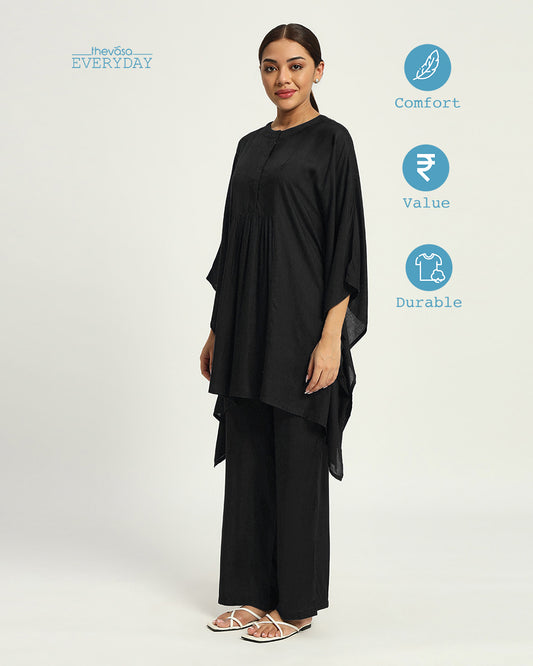 Black Everyday Comfy Kaftan Co-ord Set