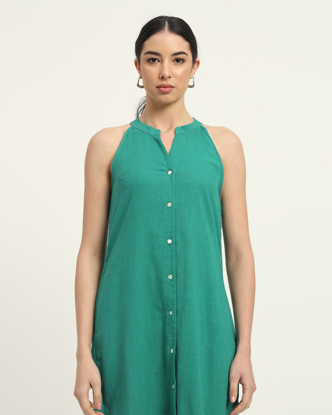 Green Gleam Mermaid Button Down Solid Kurta (Without Bottoms)
