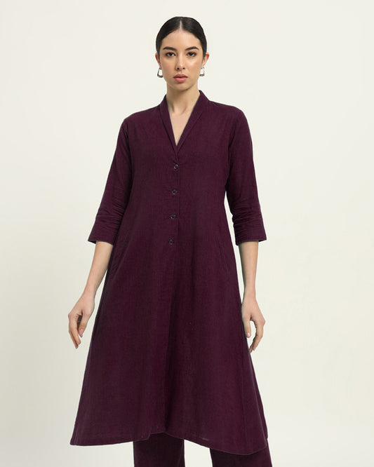 Plum Passion Boho Harmony Flared Solid Kurta (Without Bottoms)