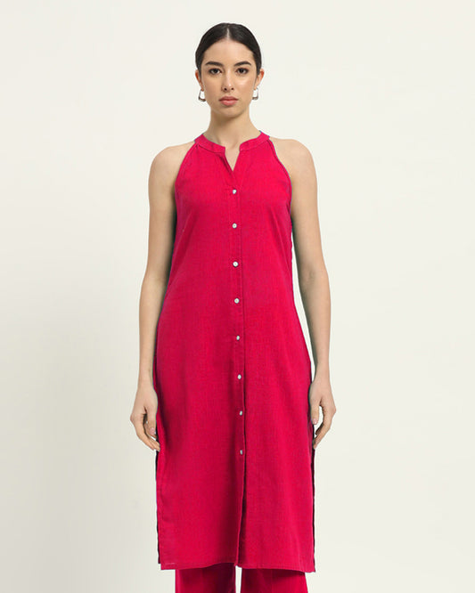 Queen's Gulabi Mermaid Button Down Solid Kurta (Without Bottoms)