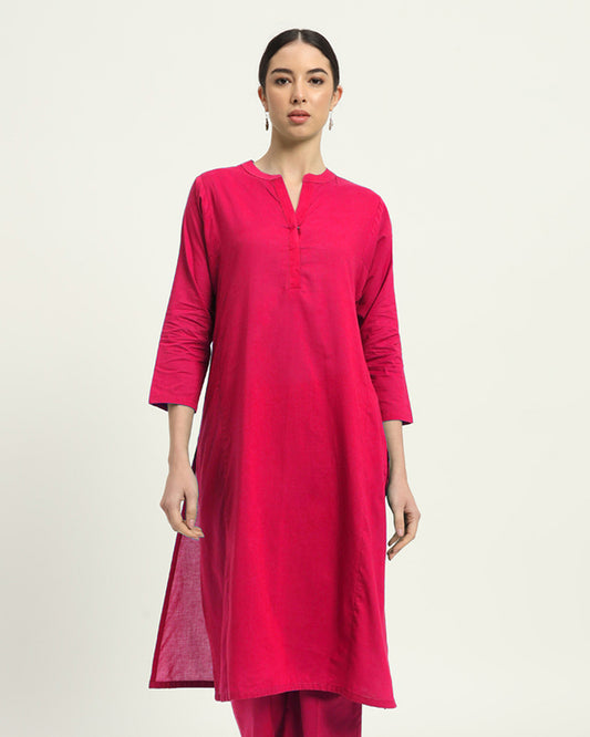 Queen's Gulabi Everyday Bliss Notch Neck Solid Kurta (Without Bottoms)