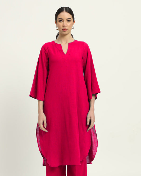 Queen's Gulabi Rounded Reverie Solid Kurta (Without Bottoms)